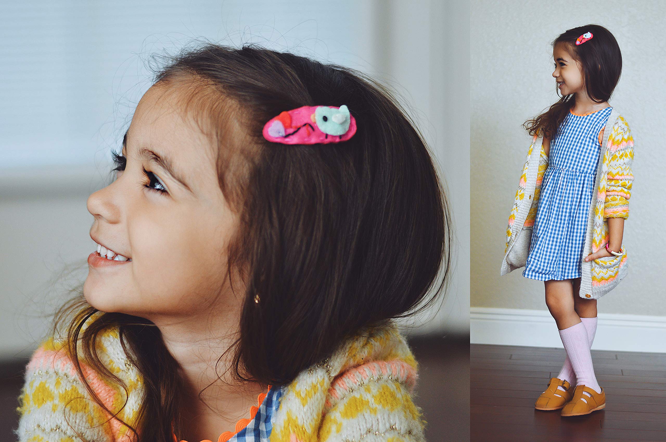 California Tot Felt Cute Animal Hair Snap, Non-Slip Hair Clips for Toddler, Girls (Mini Garden set of 5)