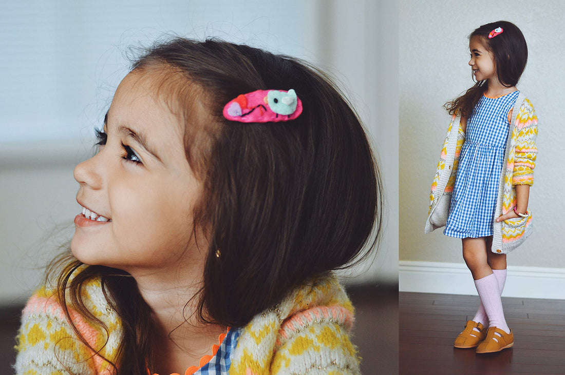California Tot Felt Cute Animal Hair Snap, Non-Slip Hair Clips for Toddler, Girls (Mini Garden set of 5)