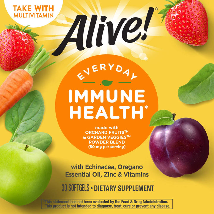 Nature's Way Alive! Everyday Immune Health* with Echinacea & Zinc, Immune Health and General Wellbeing*, 30 Softgels