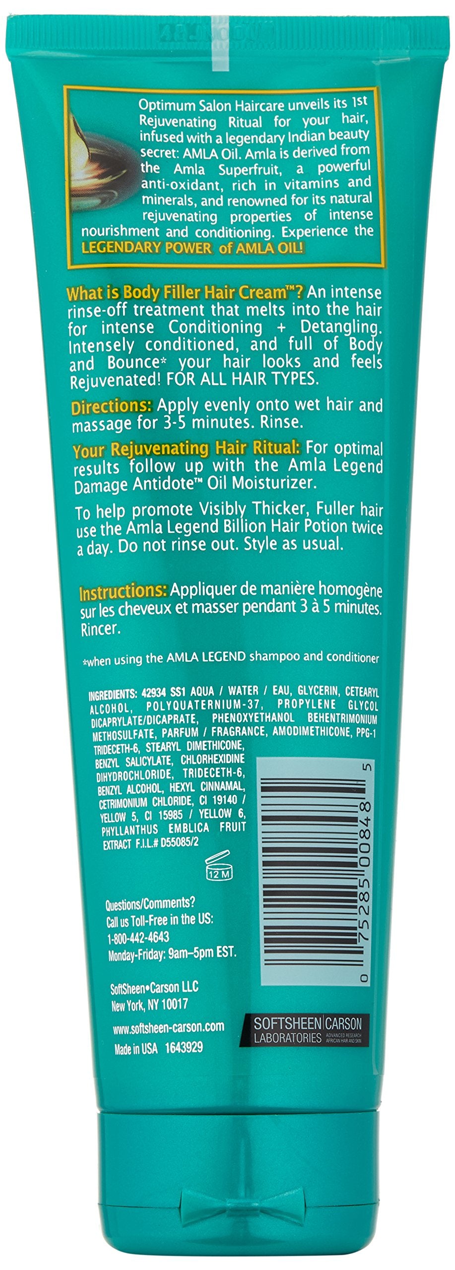 OPTIMUM Amla Legend Body Filler Hair Cream Conditioner 8.5 Oz