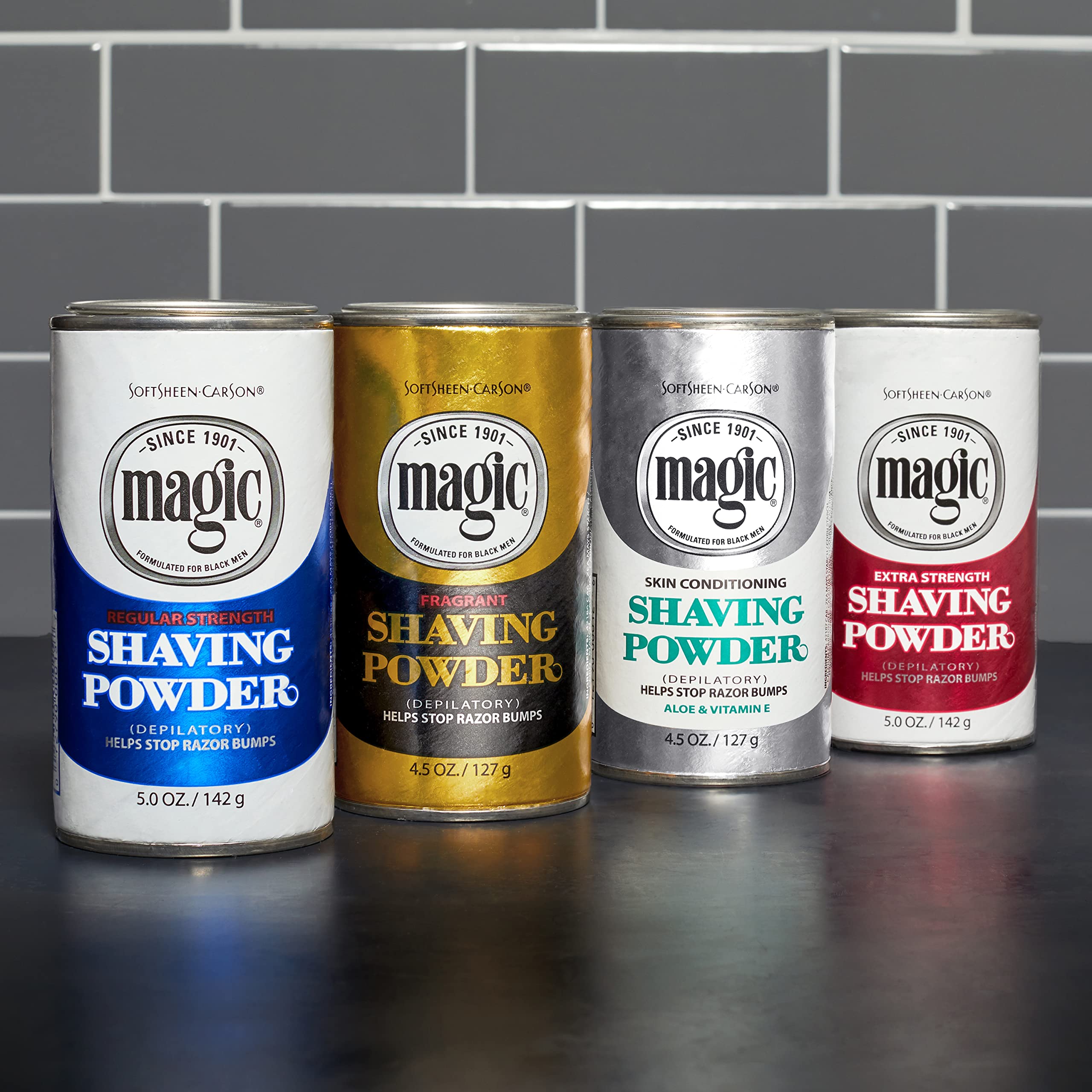 SoftSheen-Carson Magic Razorless Shaving for Men, Magic Skin Conditioning Shaving Powder, with Vitamin E and Aloe, formulated for Black Men, Depilatory, Helps Stop Razor Bumps, 4.5 oz