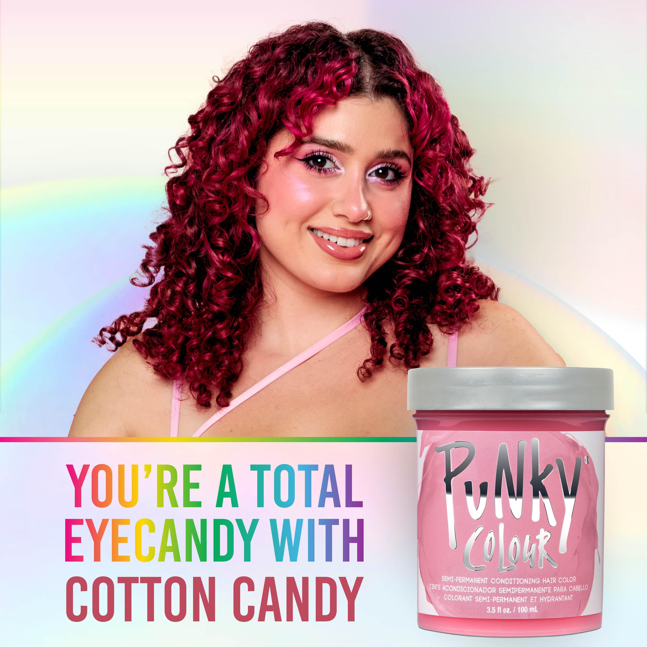 Punky Cotton Candy Semi Permanent Conditioning Hair Color, Vegan, PPD and Paraben Free, lasts up to 25 washes, 3.5oz