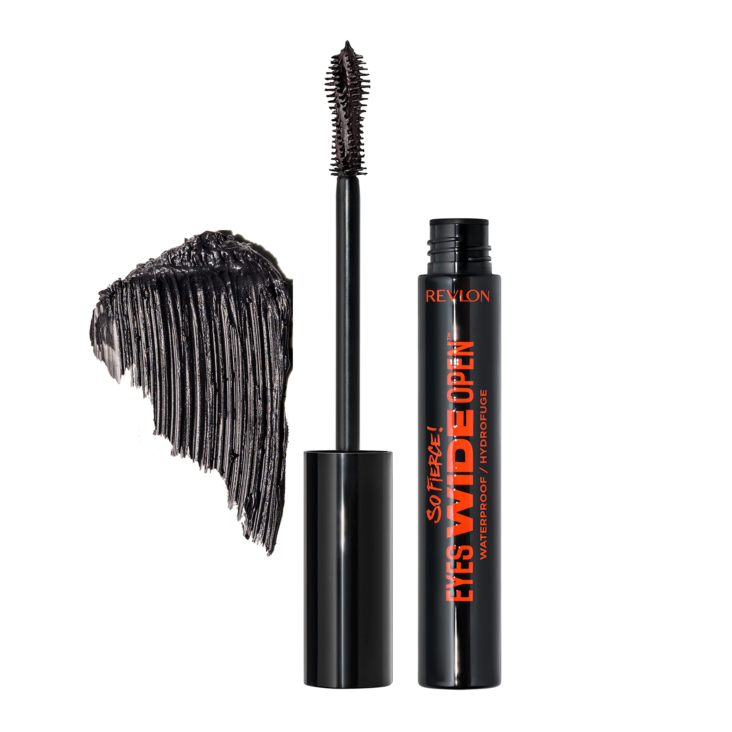 Revlon So Fierce Eyes Wide Open Mascara with Push-up Brush, For Volumizing & High Lifting Eyelashes, Smudge-proof, Flake Resistant, 104 Waterproof Black, 0.24 fl oz