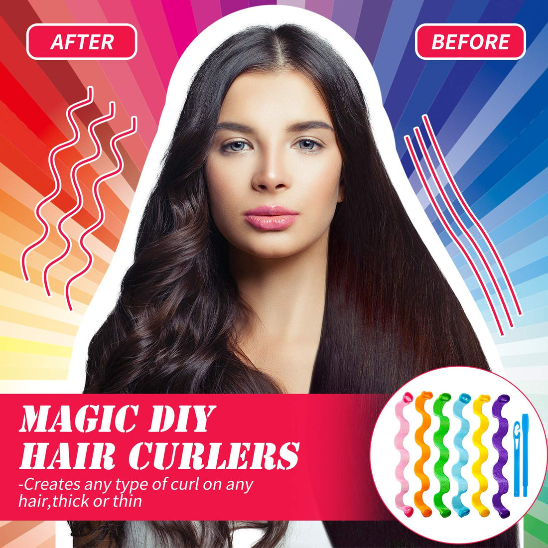 30 Pieces Heatless Hair Waves Curlers Spiral Curls Styling Kit No Heat Hair Curlers Waver Spiral Curlers Hair Rollers with 2 Pieces Styling Hooks for Most Hairstyles (55 cm)