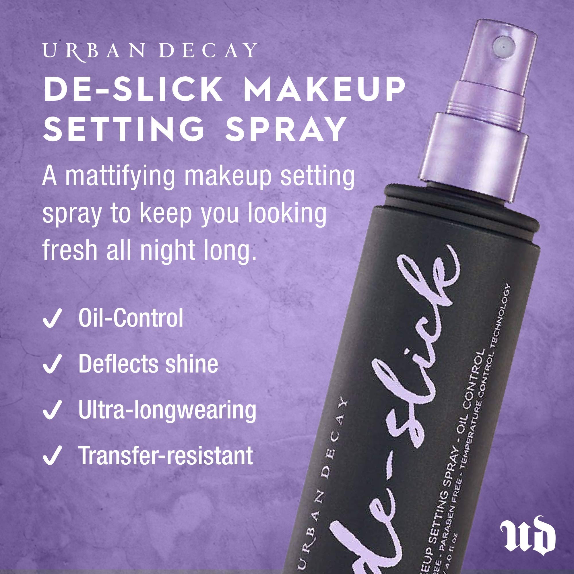 Urban Decay De-Slick Mattifying Makeup Setting Spray for Face (Full Size), Waterproof, Smudge-proof, Oil & Shine Control, for Oily Combination Skin, Oil-free, Vegan, Cruelty-free - 4 fl oz