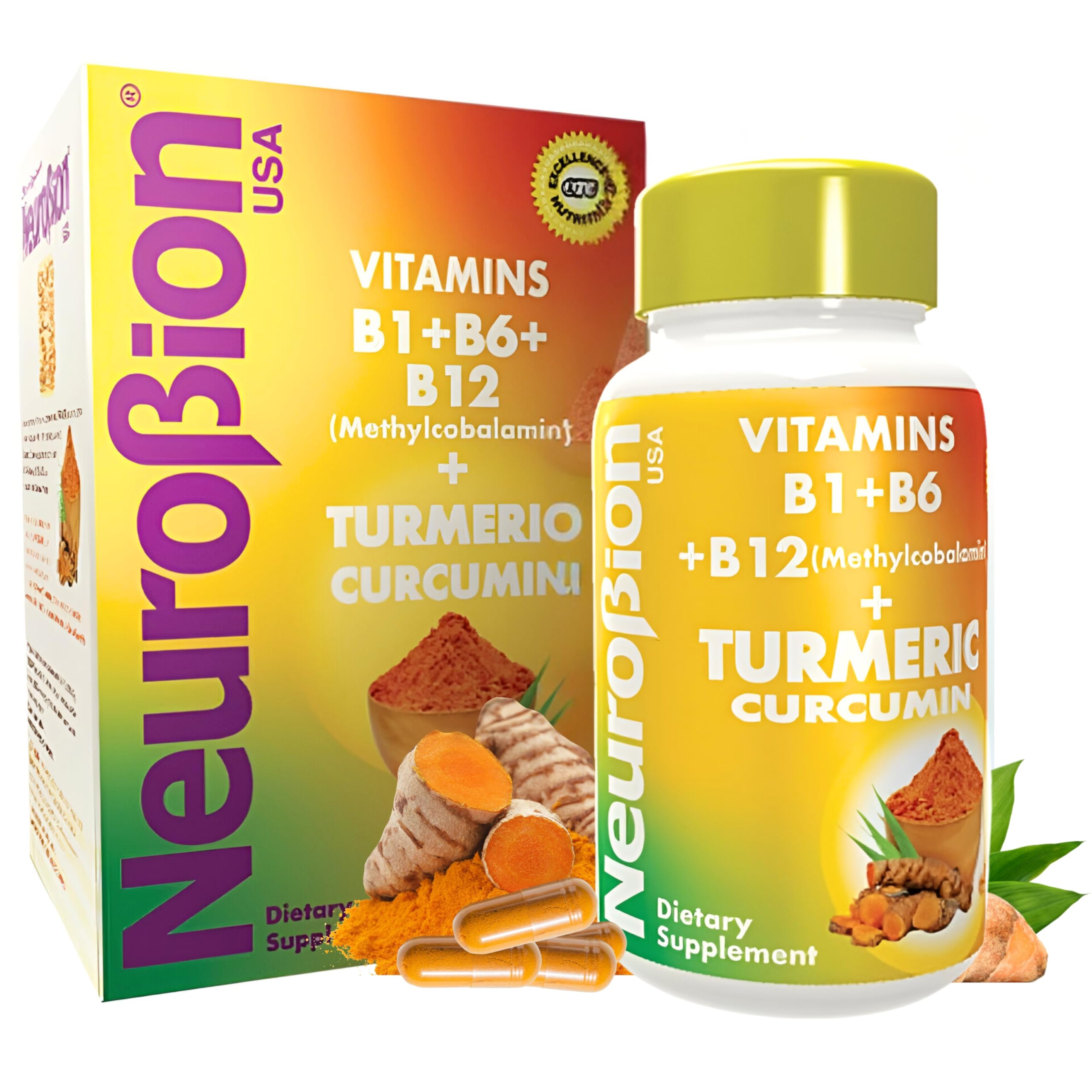 Neurobion Turmeric Curcumin 650 mg Herbal Supplement for Antioxidant Support, High Absorption Ultra Potent Turmeric Supplement Multivitamins Complex with B12, 40 Capsules