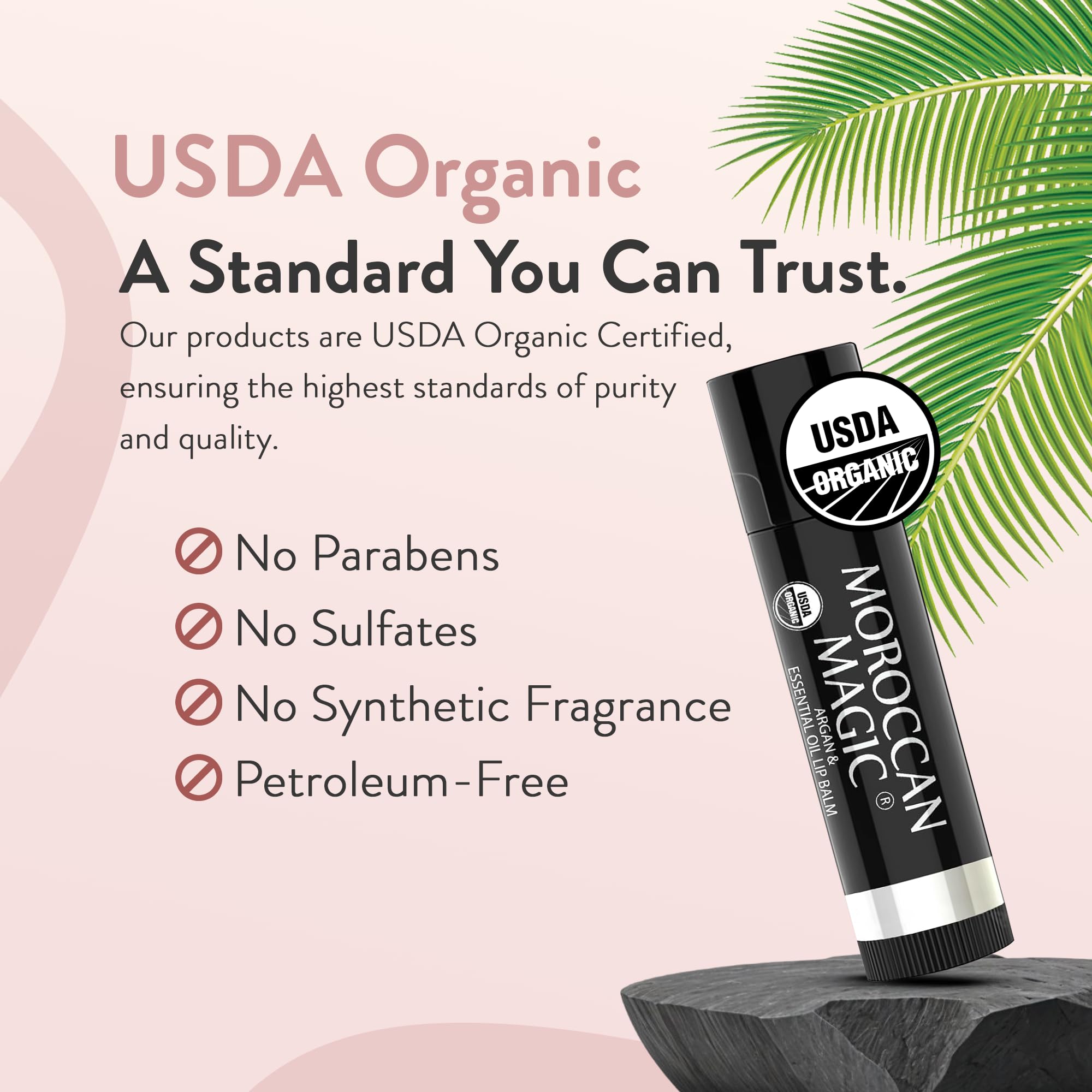 Moroccan Magic Organic Peppermint Eucalyptus Lip Balm 3 Pack | Ultra-Hydrating Argan & Essential Oil Lip Moisturizer + Vitamin E | Natural Mint Chapstick for Dry Lips | Non-Toxic | Organic Lip Balm