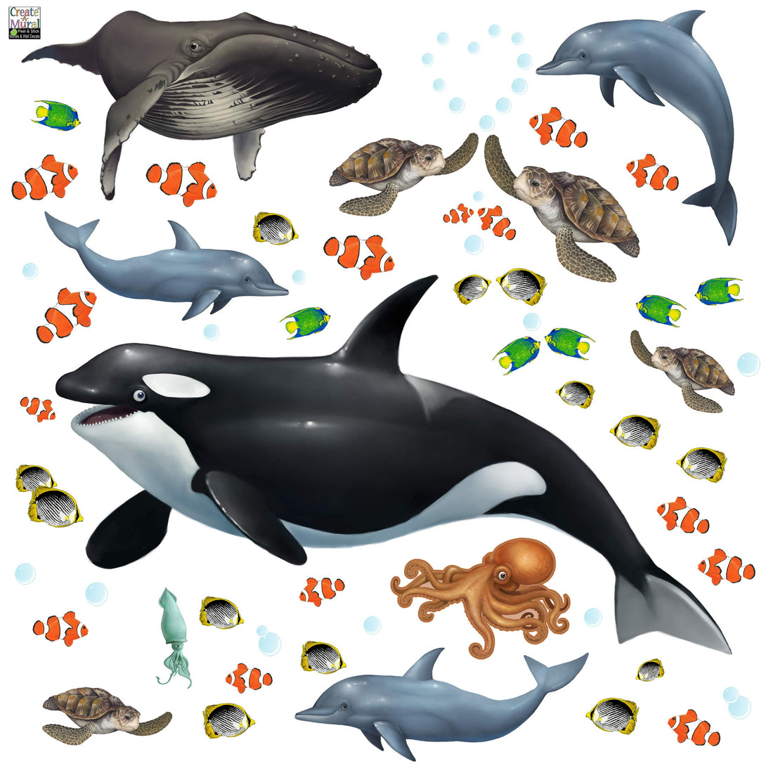 Ocean Wall Stickers ~Under Water Sea Wall Decals (29) Peel & Stick for Kids Room Walls