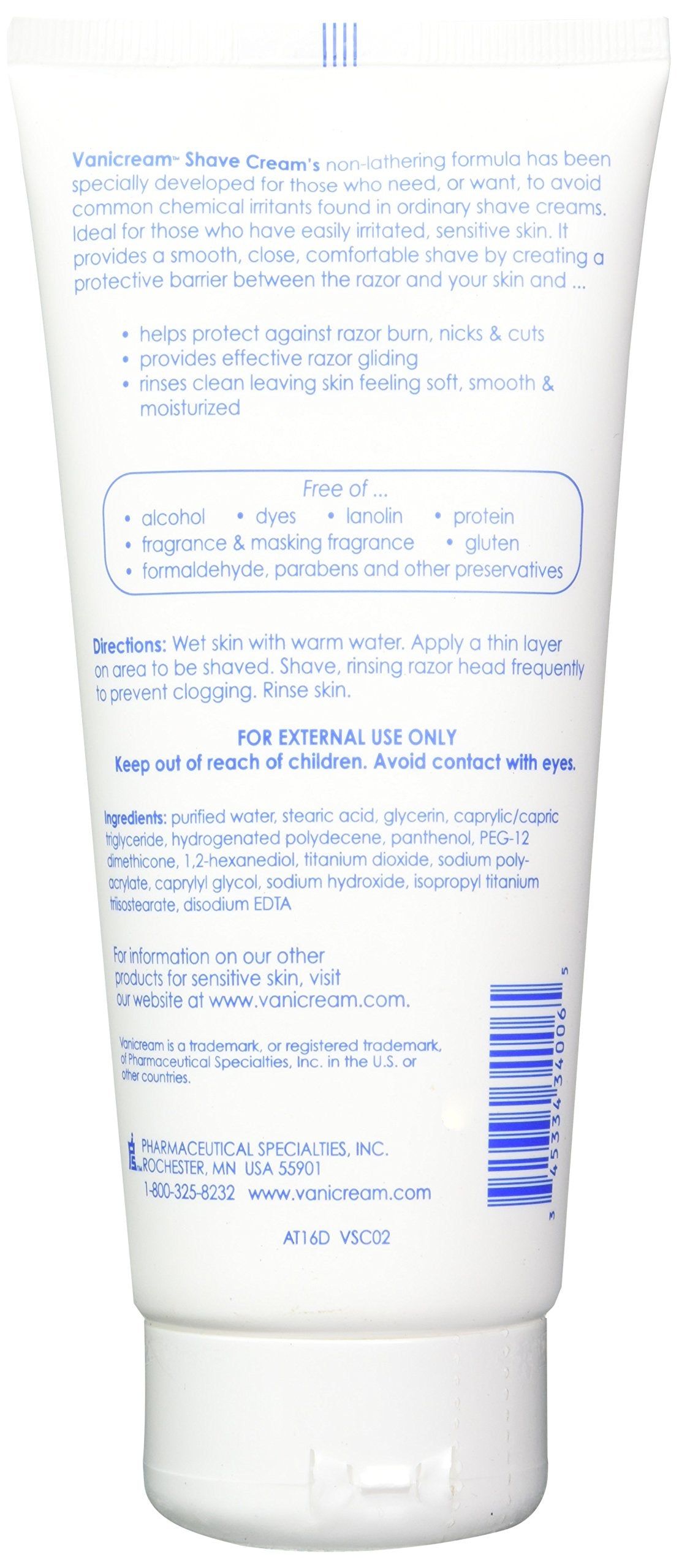 Vanicream Shave Cream for Sensitive Skin - 6 Oz (2 Pack)