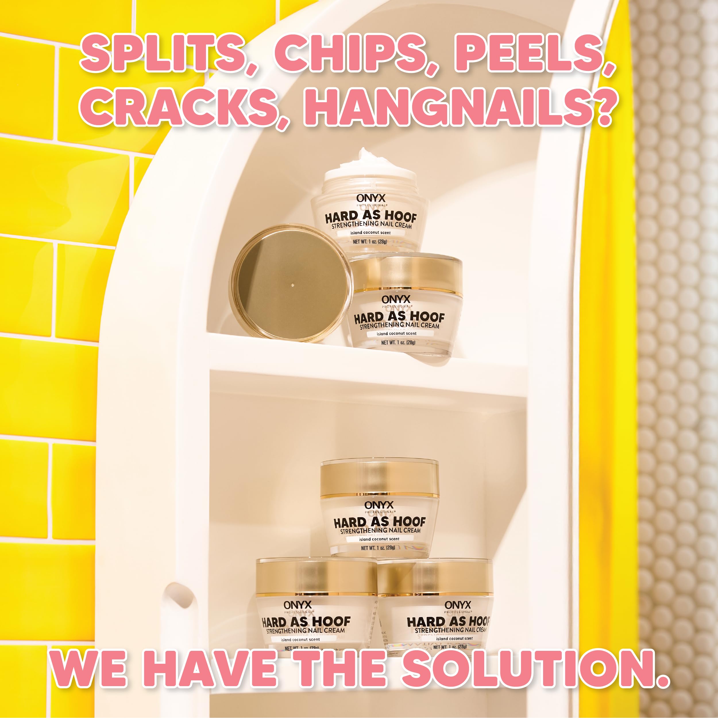 Onyx Professional Hard as Hoof Nail Strengthening Cream with Coconut Scent, Nail Growth & Conditioning Cuticle Cream Stops Splits, Chips, Cracks & Strengthens Nails, 1 oz