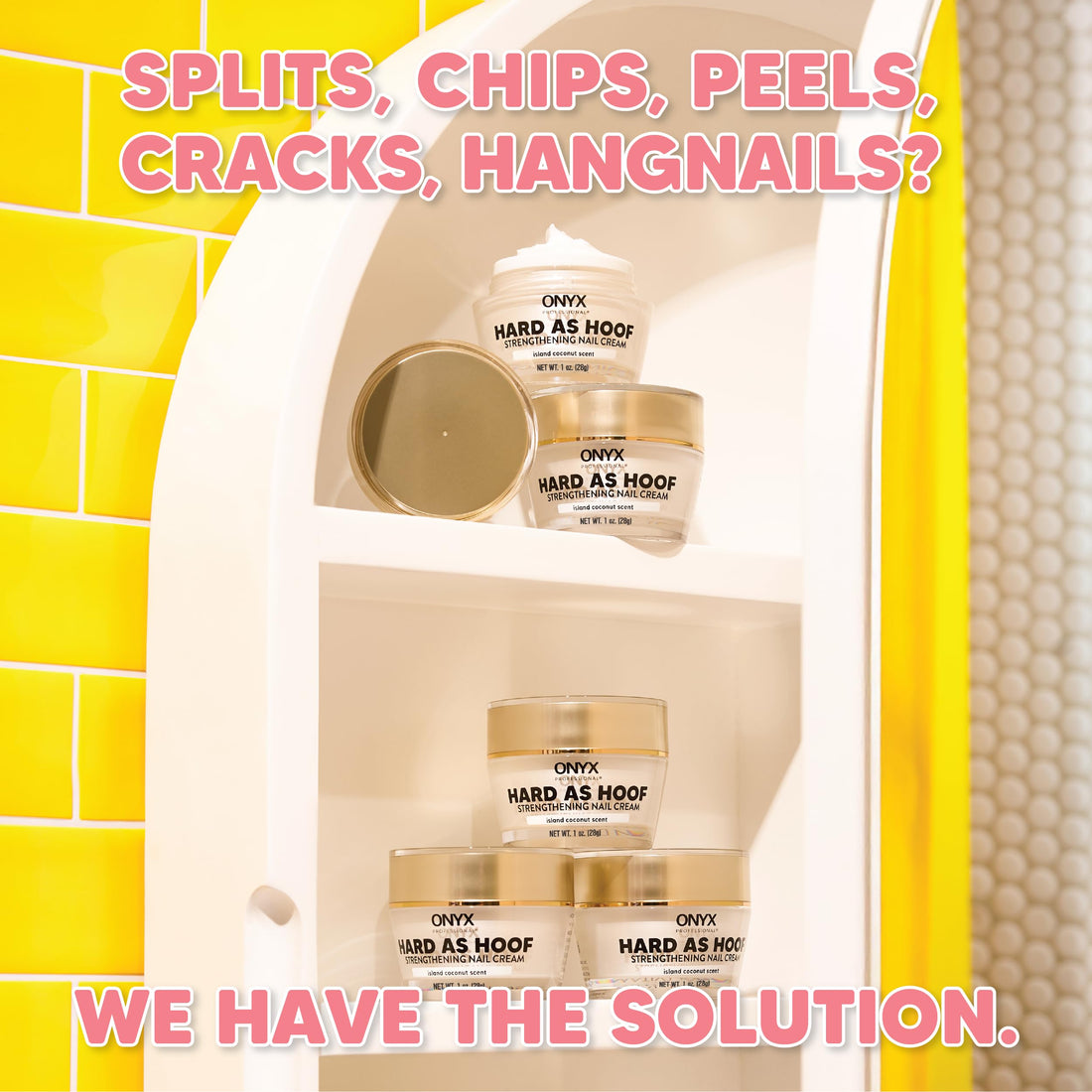 Onyx Professional Hard as Hoof Nail Strengthening Cream with Coconut Scent, Nail Growth & Conditioning Cuticle Cream Stops Splits, Chips, Cracks & Strengthens Nails, 1 oz