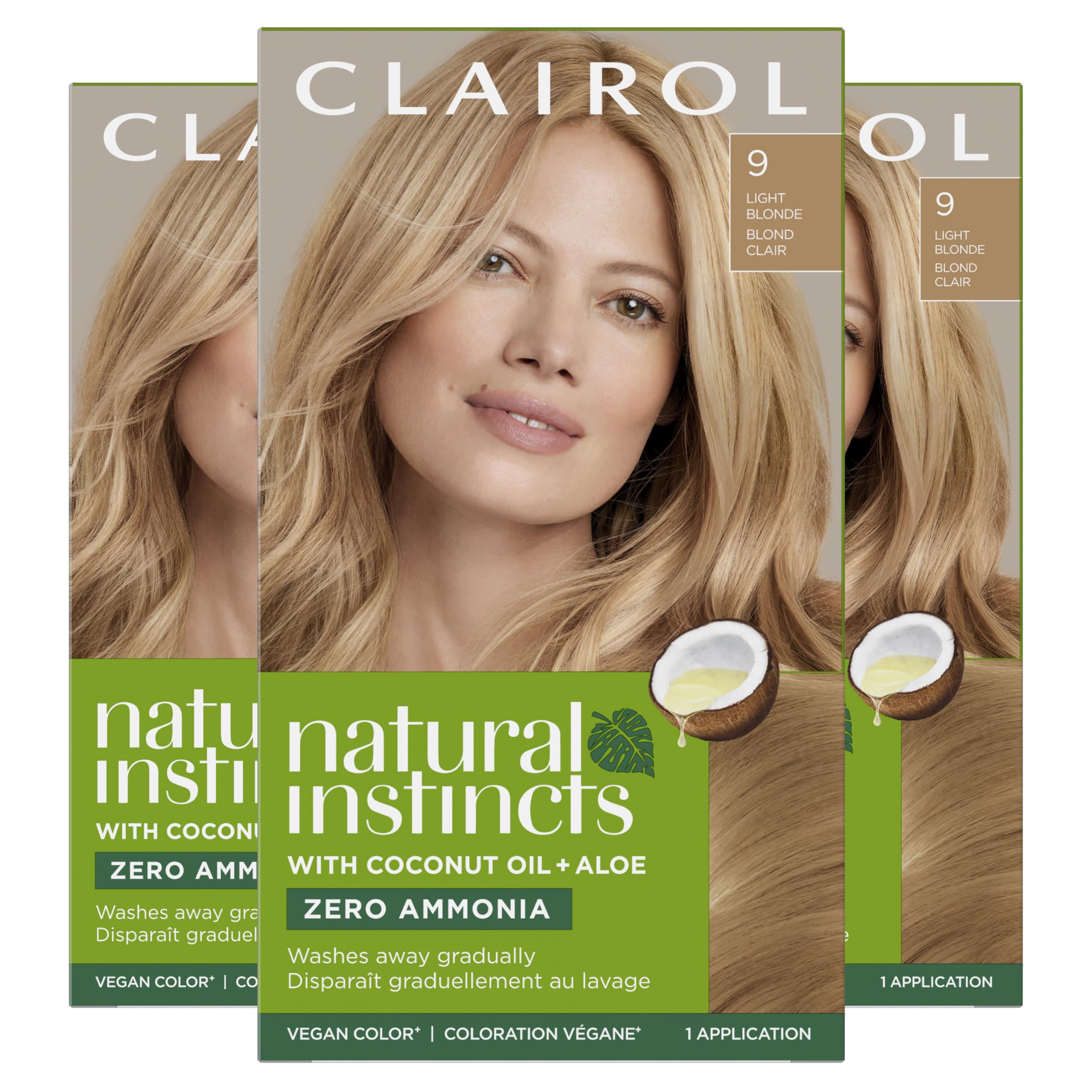Clairol Natural Instincts Semi-Permanent, 9 Light Blonde, Sahara, 3 Count