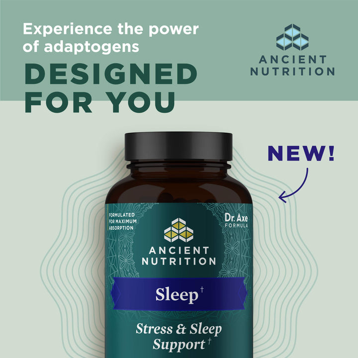 Ashwagandha for Sleep Support by Ancient Nutrition, for Stress and Sleep Support, Promotes Mental Relaxation, Gluten Free, Paleo and Keto Friendly, 60 Capsules