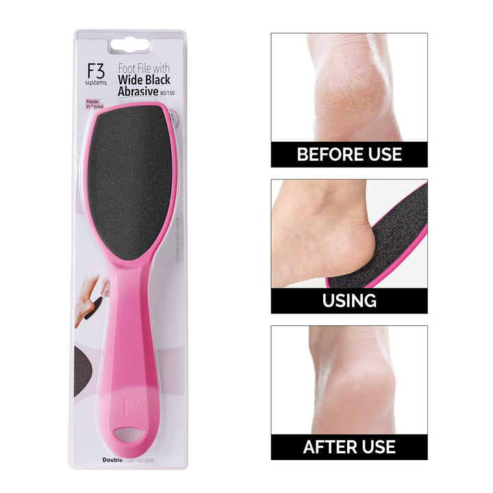 F3 Systems, Wide Emery Foot File, Double-Sided Pedicure Tool, Colossal Foot File for Men & Women, Effective for Cracked Heel, Callus Remover, Foot Scrubber, Professional Foot File,(Hot Pink)