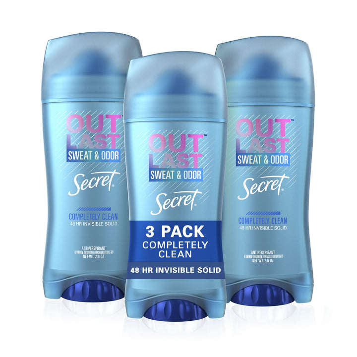 Completely Clean : Secret Outlast Women's Invisible Solid Antiperspirant and Deodorant, Completely Clean, 2.6 Ounce (Pack of 3)