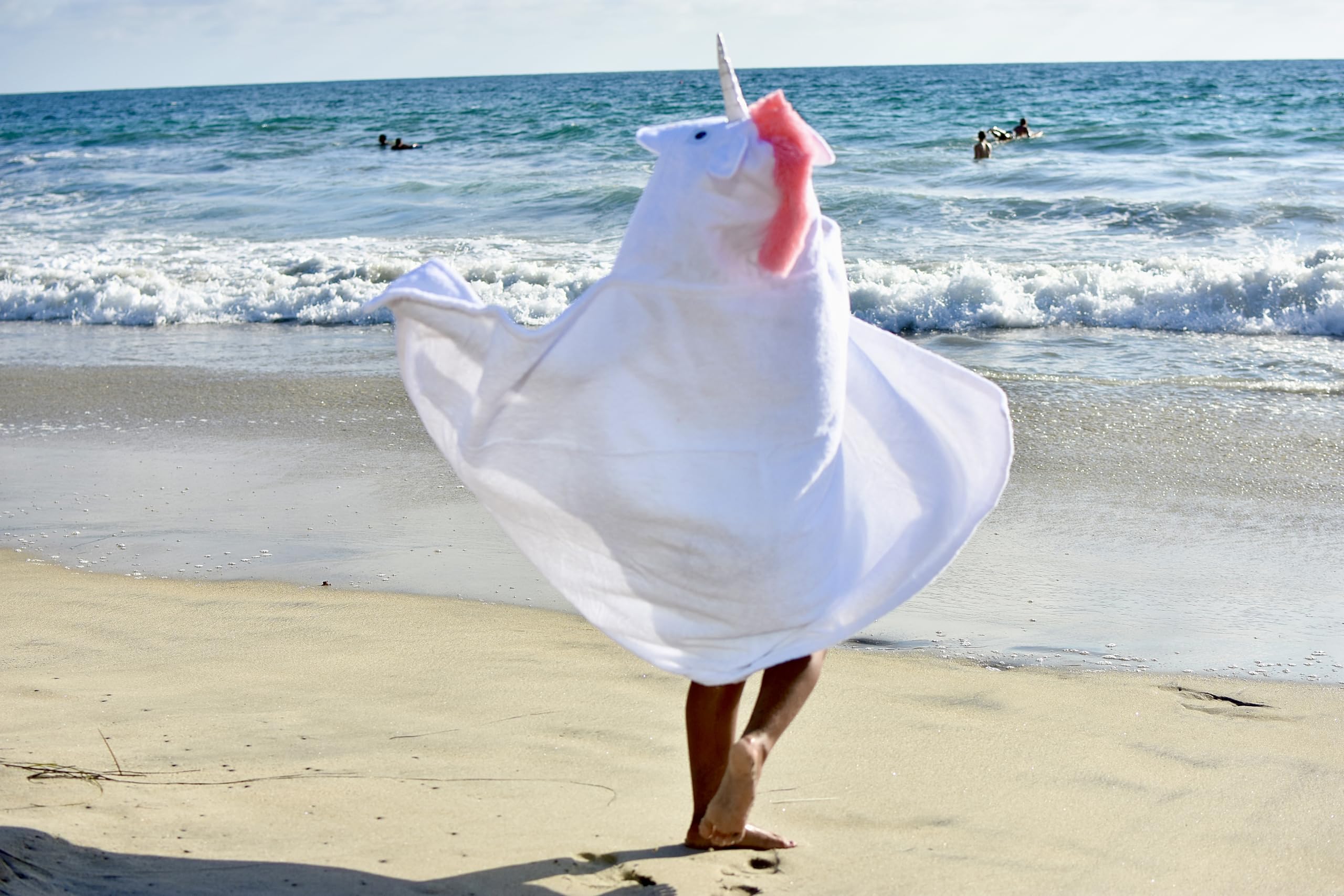 Yikes Twins Hooded Baby Towel for Kids 2-8 | Large 100% Cotton Baby Towel for Girls or Boys in White | Cute Unicorn Bath Towels for Babies and Toddlers with Rainbow Mane