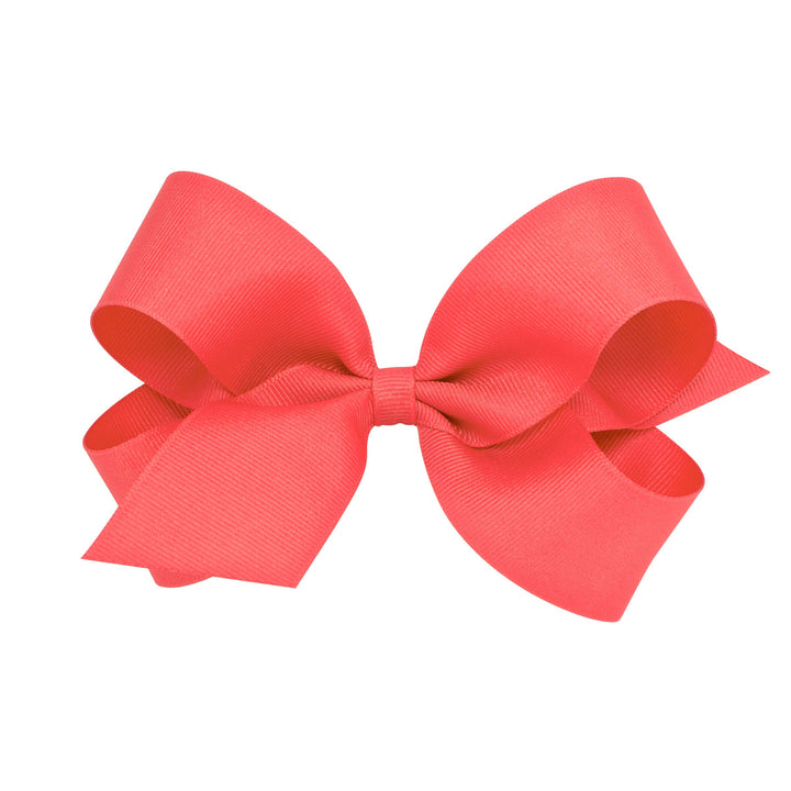 Wee Ones Girls' Classic Grosgrain Hair Bows on a WeeStay No-Slip Hair Clip, Handmade, Large, Watermelon