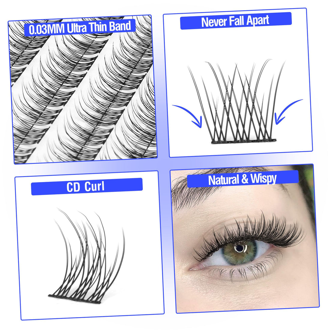 Natural Cluster Lashes Kit 168 Pcs Wispy Lash Extensions CC-Curly 9-11MM Mixed Lengths Eyelash Extension Individual Kit with Lashes Bond and Seal and Tweezers DIY at Home by Mavphnee