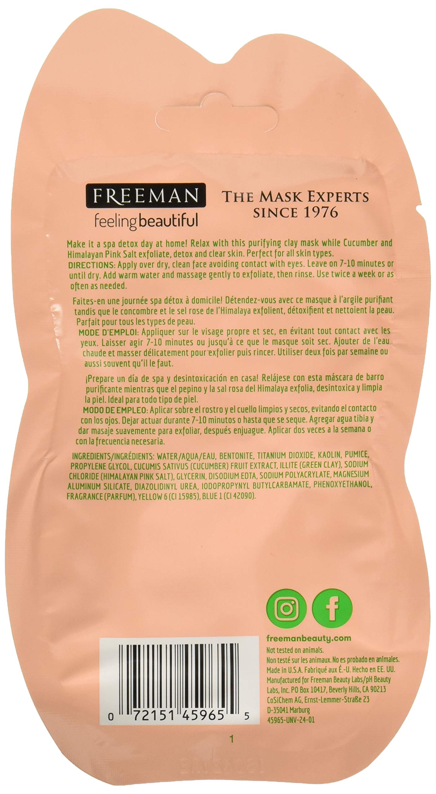 Freeman Facial Cucumber + Pink Salt Clay Mask Pack (6 Pieces)