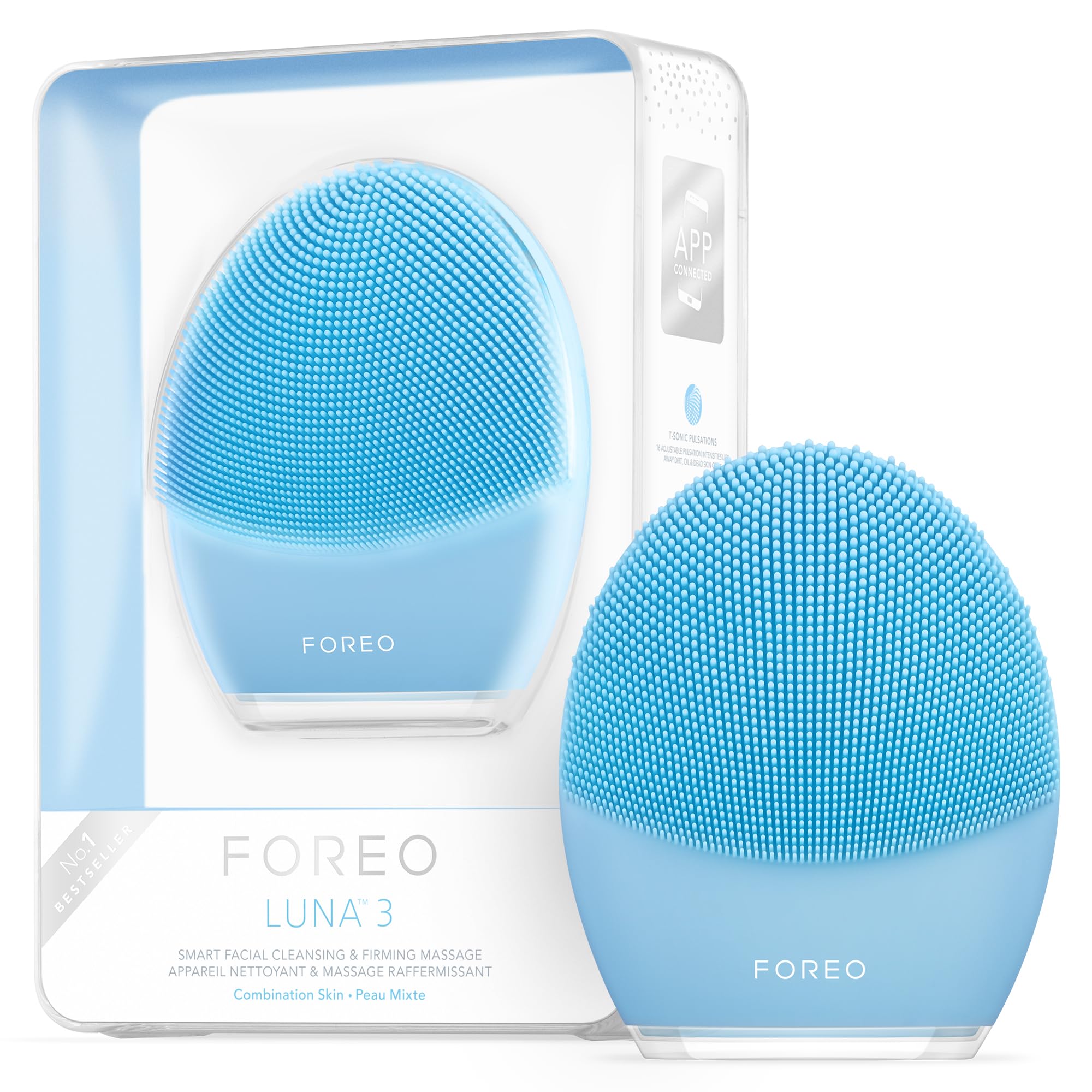 FOREO LUNA 3 Facial Cleansing Brush | Combination skin | Anti Aging Face Massager | Enhances Absorption of Facial Skin Care Products|For Clean&Healthy Face Care|Simple&Easy|Waterproof|Battery Powered