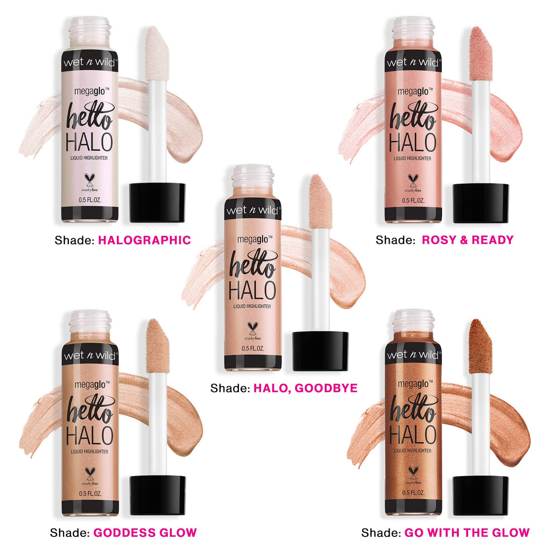 wet n wild MegaGlo Hello Halo Liquid Highlighter Makeup, Shimmer, Rose Gold Halo, Goodbye
