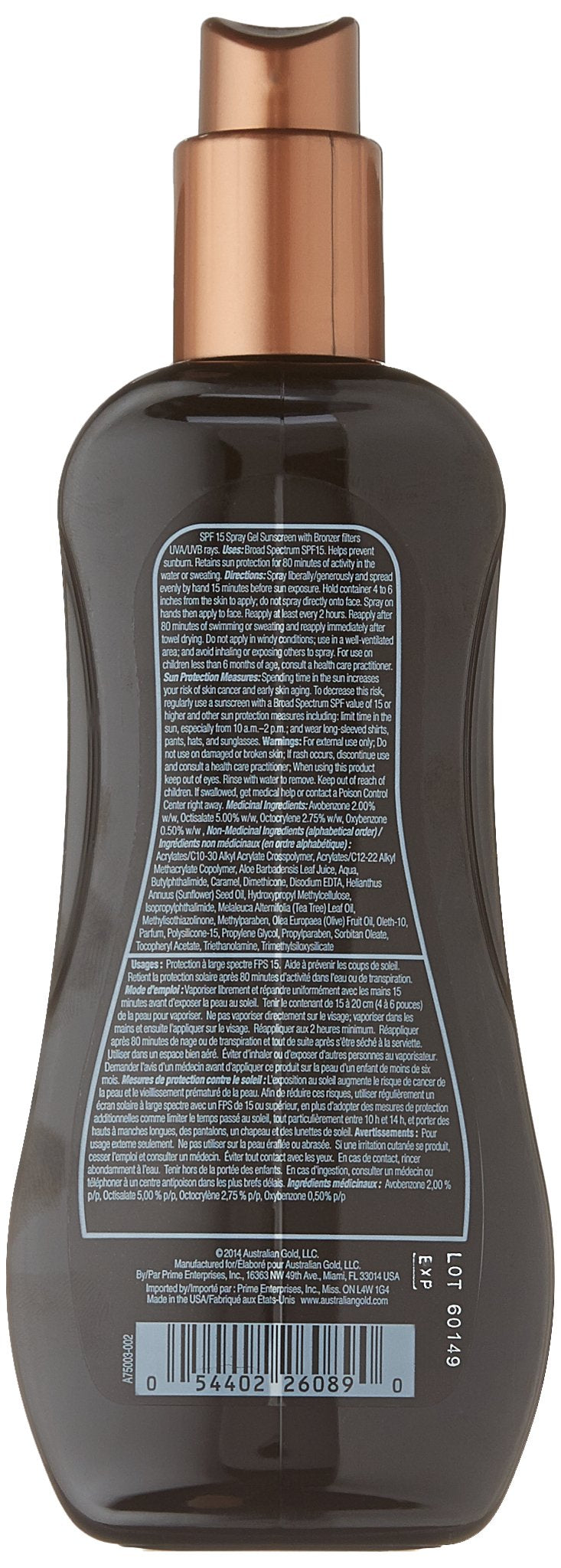 Australian Gold Exotic Blend Spray Gel Sunscreen with...