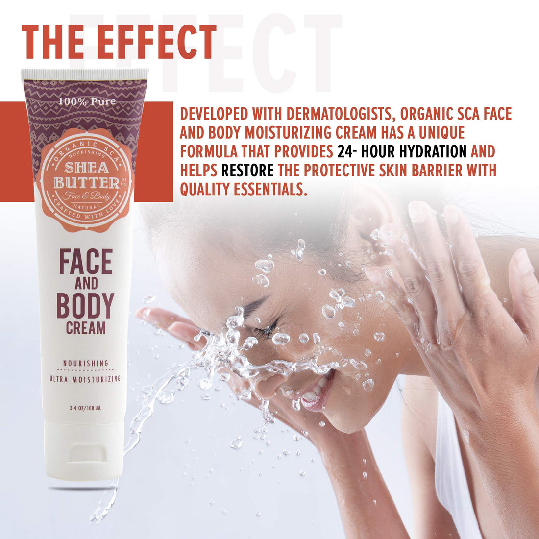 Organic Sca 100% Pure Natural Moisturizing Cream For Face And Body 3.4 Oz / 100 Ml