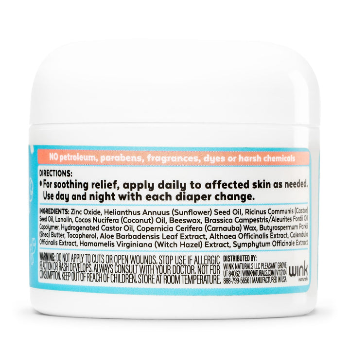 Wink Well Baby Diaper Rash Cream- Bum Balm Baby Diaper Cream for Irritated Skin and Insect Bites- Natural Moisturizing Baby Rash Ointment with No Toxins, Dyes, Fragrances, Parabens, Or BHA- 2 Oz