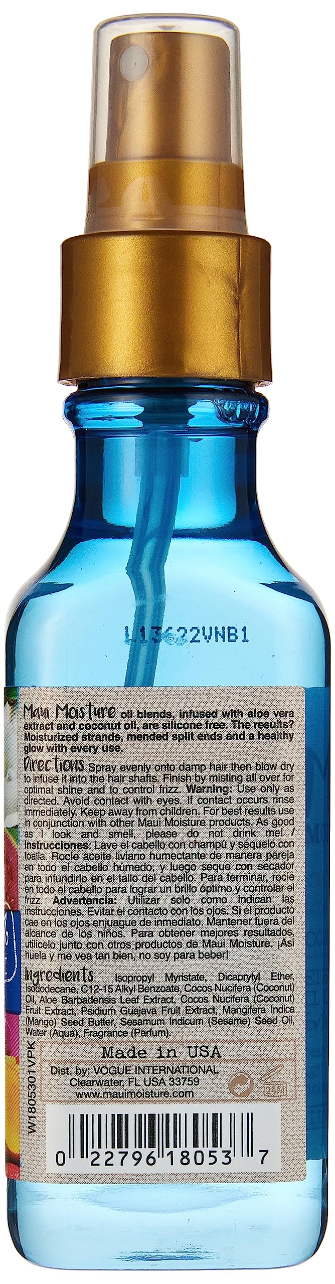 Maui Moisture Oil Mist Coconut Milk 4.2 Ounce (Nourish/Moisture) (125ml) (2 Pack)