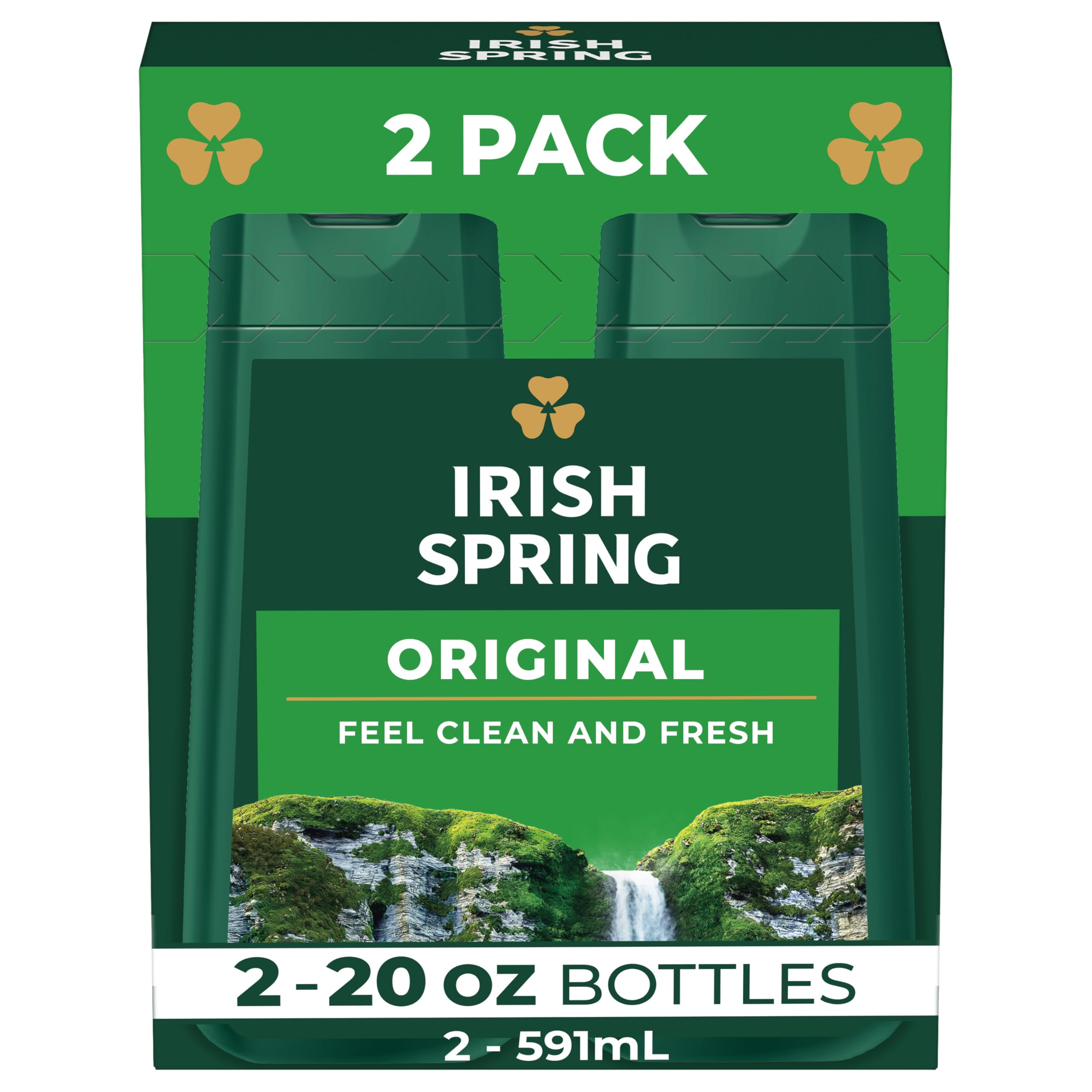Irish Spring Original Clean Body Wash for Men, 20 Fl Oz (Pack of 2)