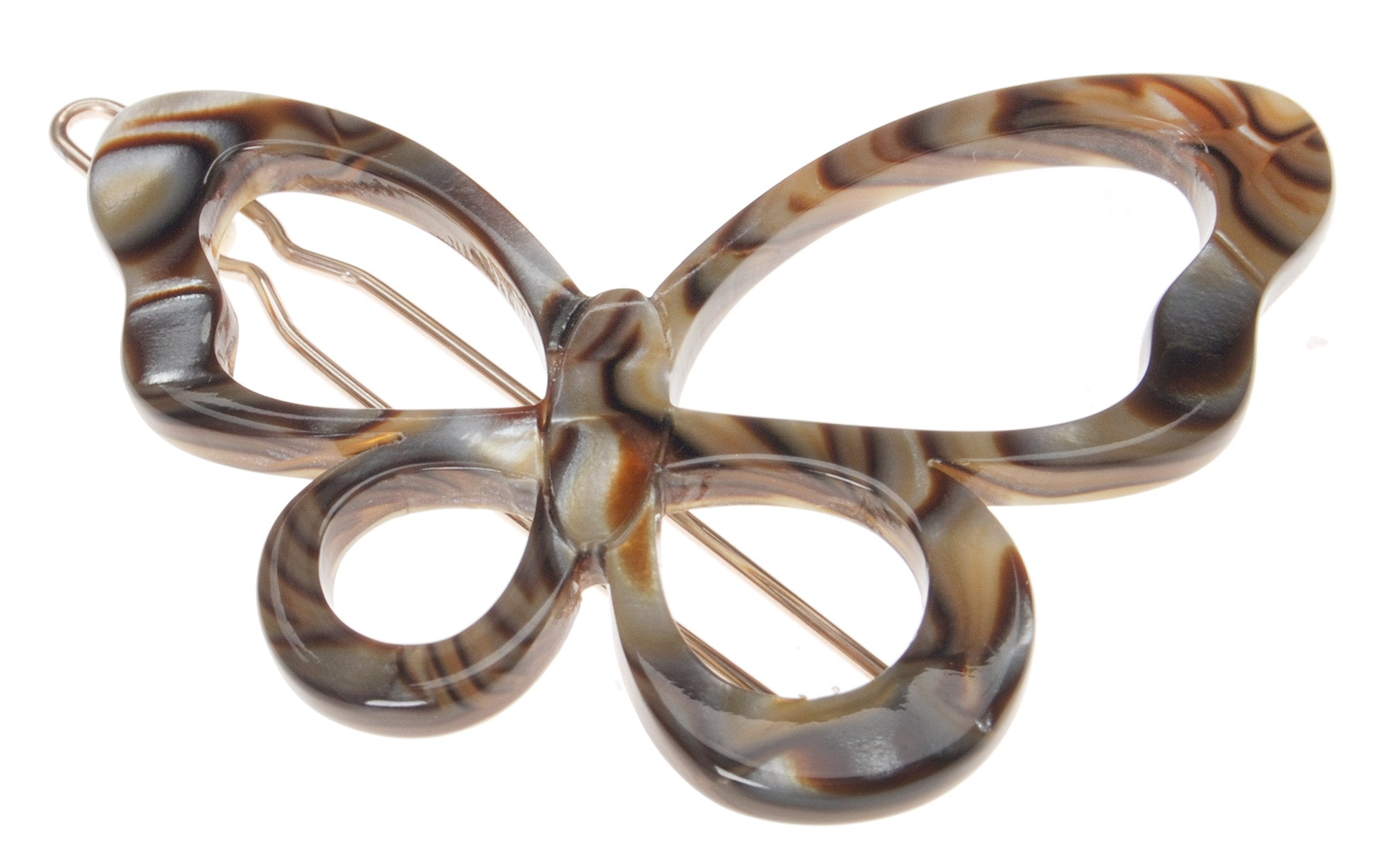 France Luxe Large Cutout Butterfly Tige Boule Barrette - Onyx