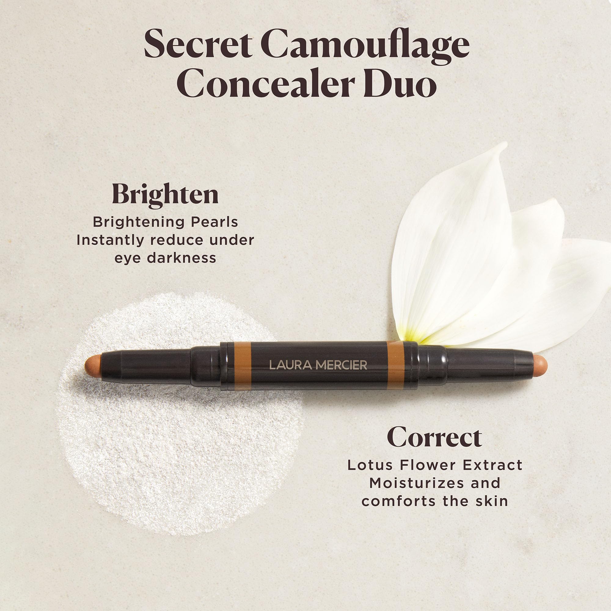 Laura Mercier Secret Camouflage Brighten and Correct Duo, 2-in-1 Face and Under Eye Concealer Stick, Blurs Imperfections and Reduces Appearance of Undereye Dark Circles, Full Coverage, 1N