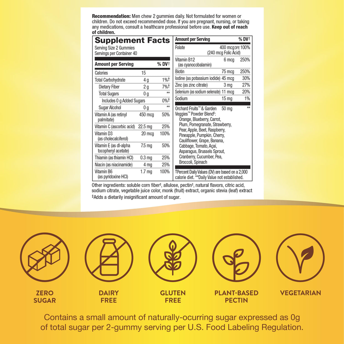 Nature’s Way Alive! Zero Sugar Men's Multi Gummy 80 Count