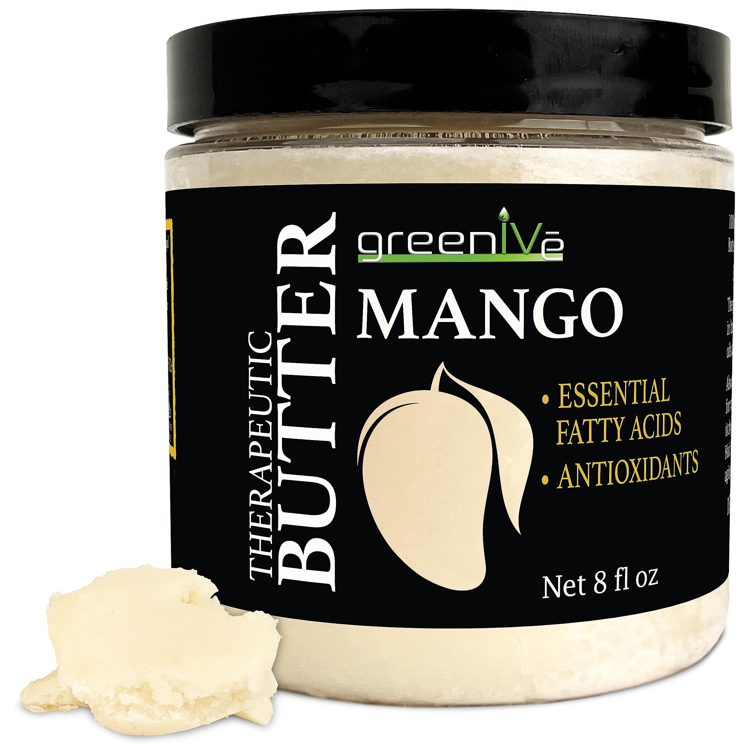 GreenIVe - 100% Pure Mango Butter- All Natural - Fresh Sourced - Exclusively on Amazon (8 Ounce Jar)
