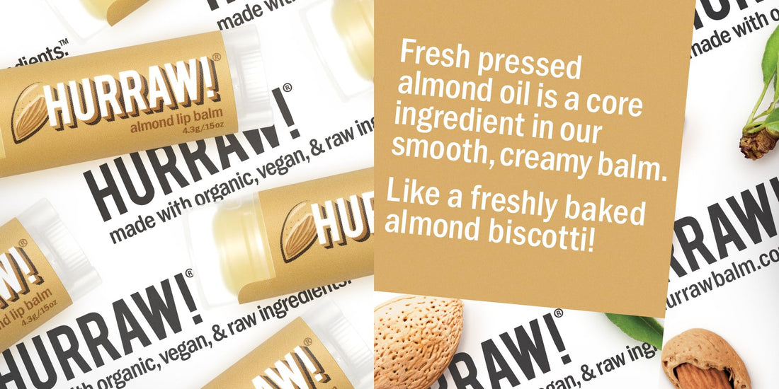 Hurraw! Almond Lip Balm, 2 Pack: Organic, Certified Vegan, Cruelty and Gluten Free. Non-GMO, 100% Natural Ingredients. Bee, Shea, Soy and Palm Free. Made in USA