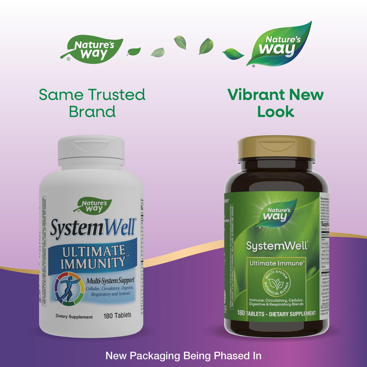 Nature's Way Systemwell Ultimate Immune*, with Vitamins C, A, D, Zinc, Selenium, Multi-System Botanical Blends Including Immune, Respiratory, Digestive, & Circulatory, 180 Tablets (Packaging May Vary)