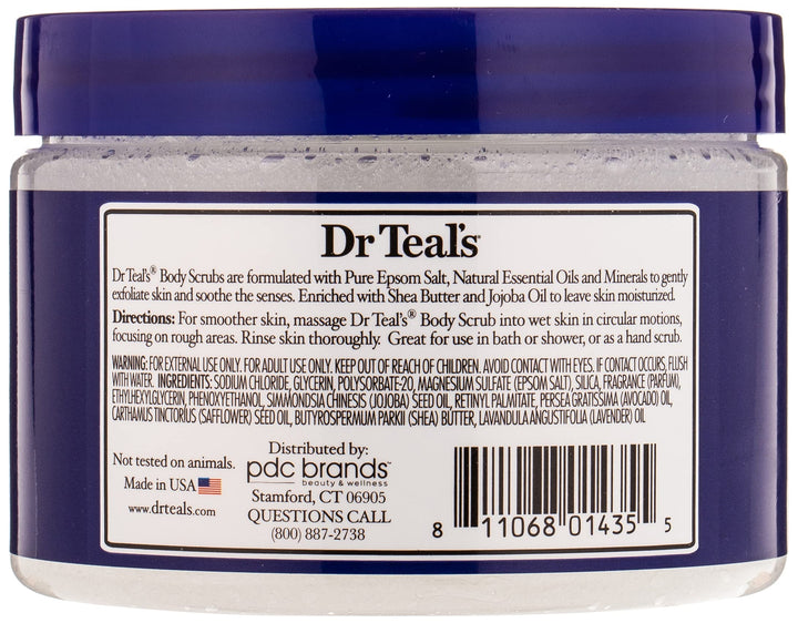Dr Teal's Pure Epsom Salt Body Scrub, Soothe & Sleep with Lavender Essential Oils, 16 oz