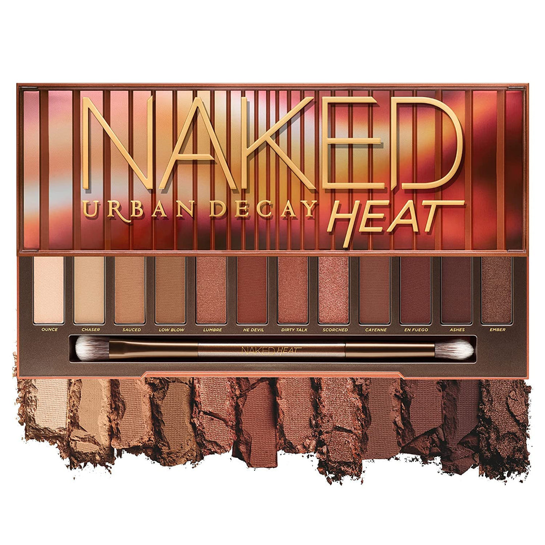 Urban Decay Naked Heat Eyeshadow Palette, Warm Brown Neutral Makeup Palette, Matte, Metallic, Shimmer Finish, 12 Amber-hued Red & Orange Eye Shadows