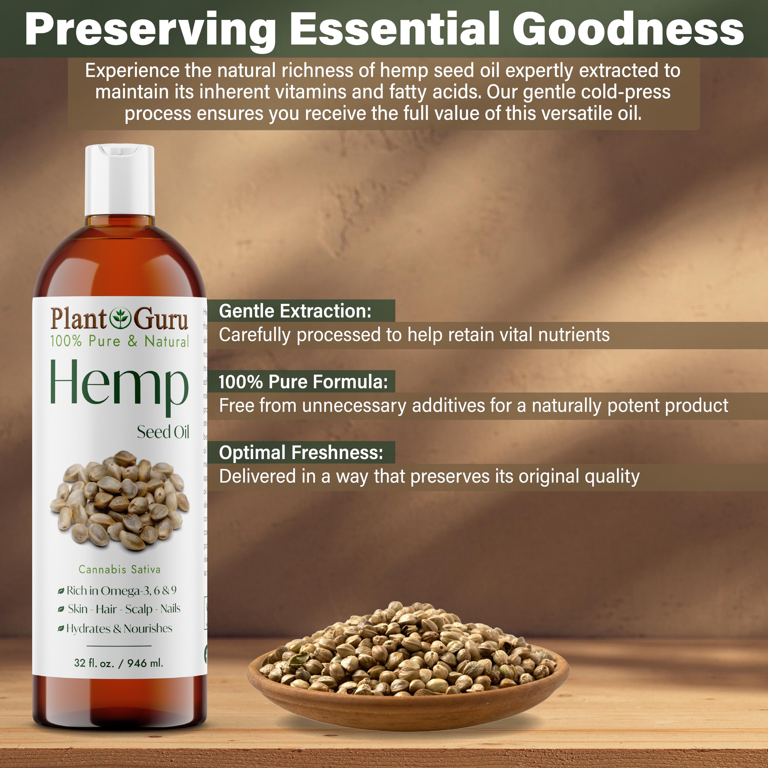 Hemp Seed Oil 4 oz. Virgin, Unrefined 100% Raw Pure Natural - Skin, Body And Hair Moisturizer. Works For Massage, Acne, & More!