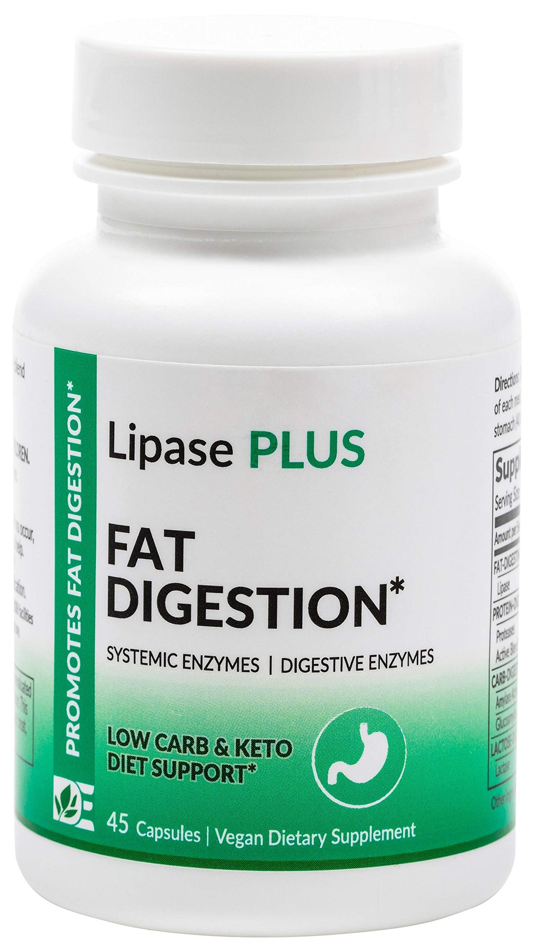 Lipase Plus - Digestive Enzyme Formula, Fatty Food Digestion, Omega Fatty Acid Absorption | 45 Count