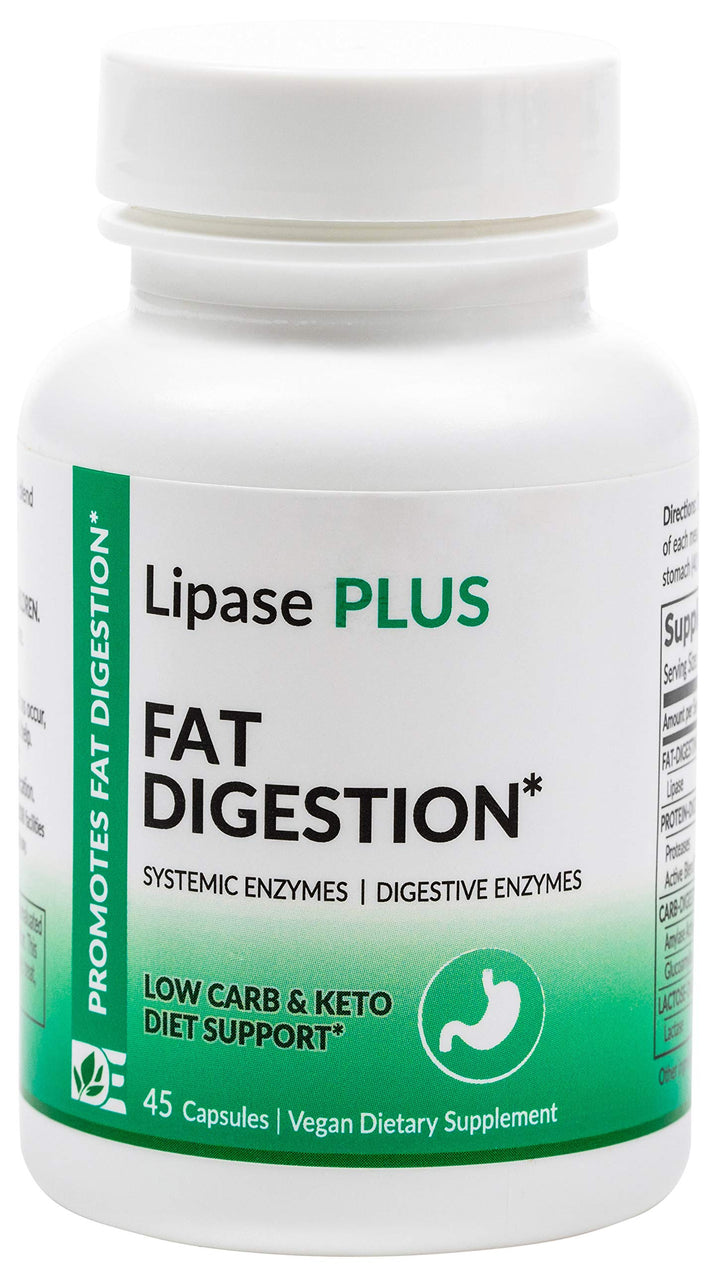 Lipase Plus - Digestive Enzyme Formula, Fatty Food Digestion, Omega Fatty Acid Absorption | 45 Count