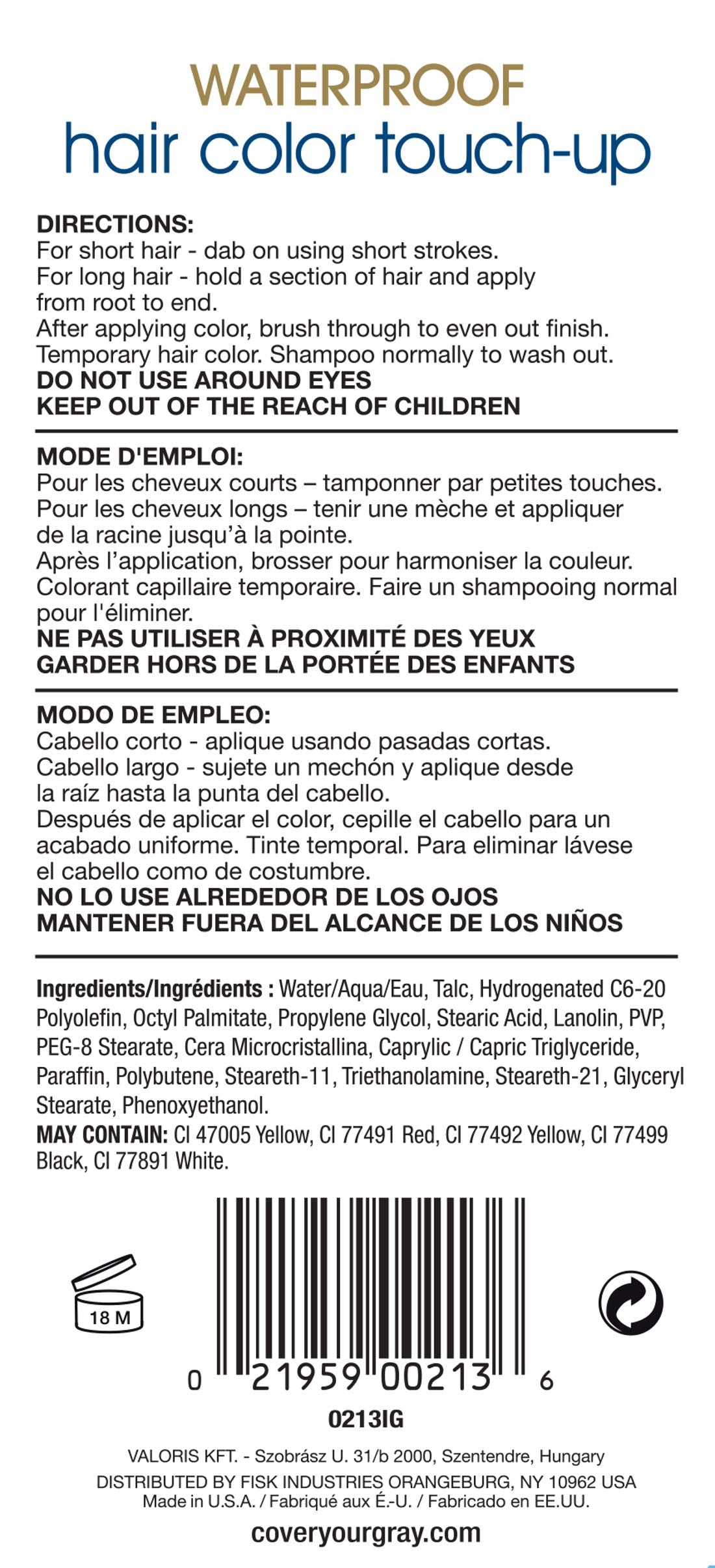 Cover Your Gray Waterproof Hair Color Touchup Brush In Black