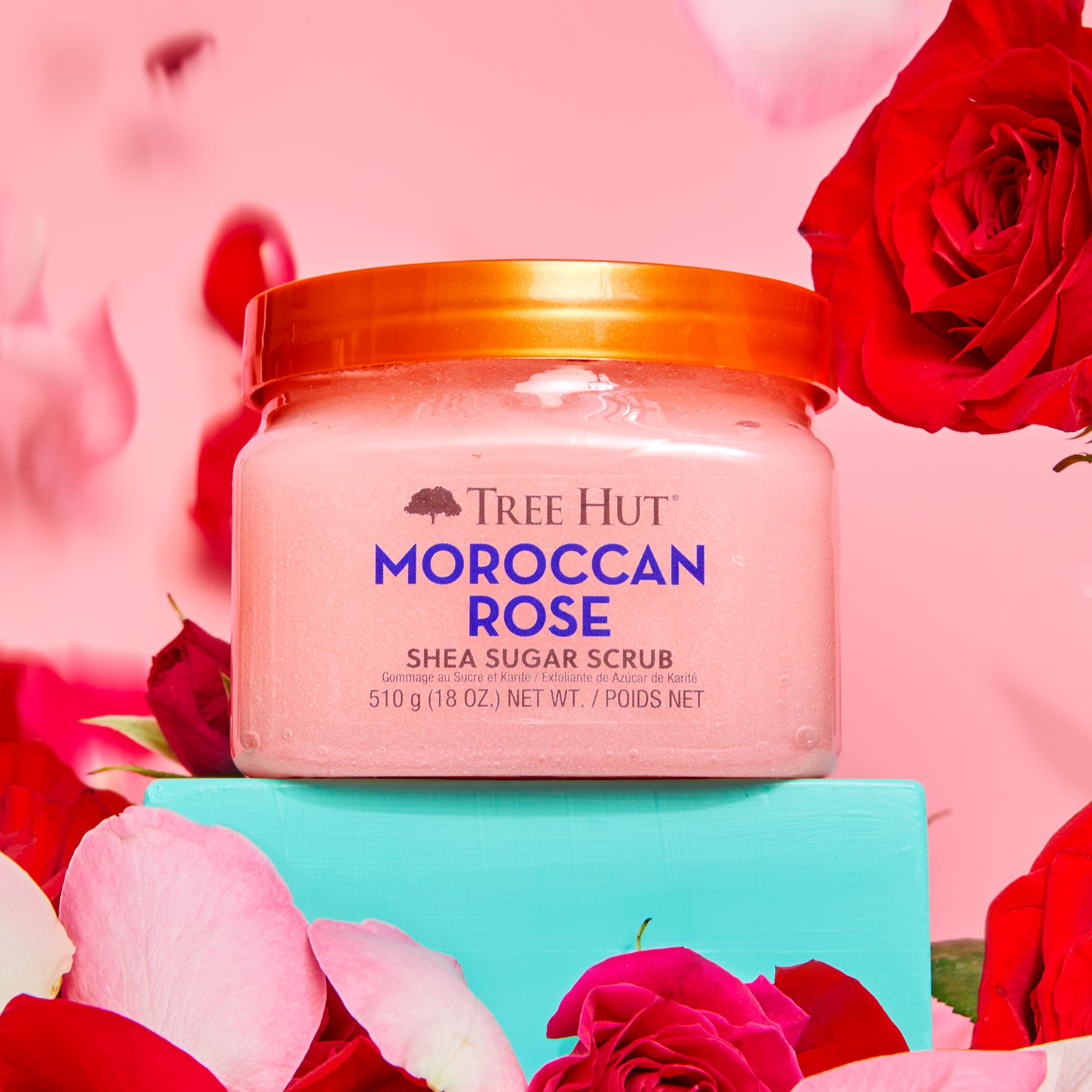 Tree Hut Shea Sugar Scrub Moroccan Rose, 18oz, Ultra Hydrating and Exfoliating Scrub for Nourishing Essential Body Care (Pack of 3)