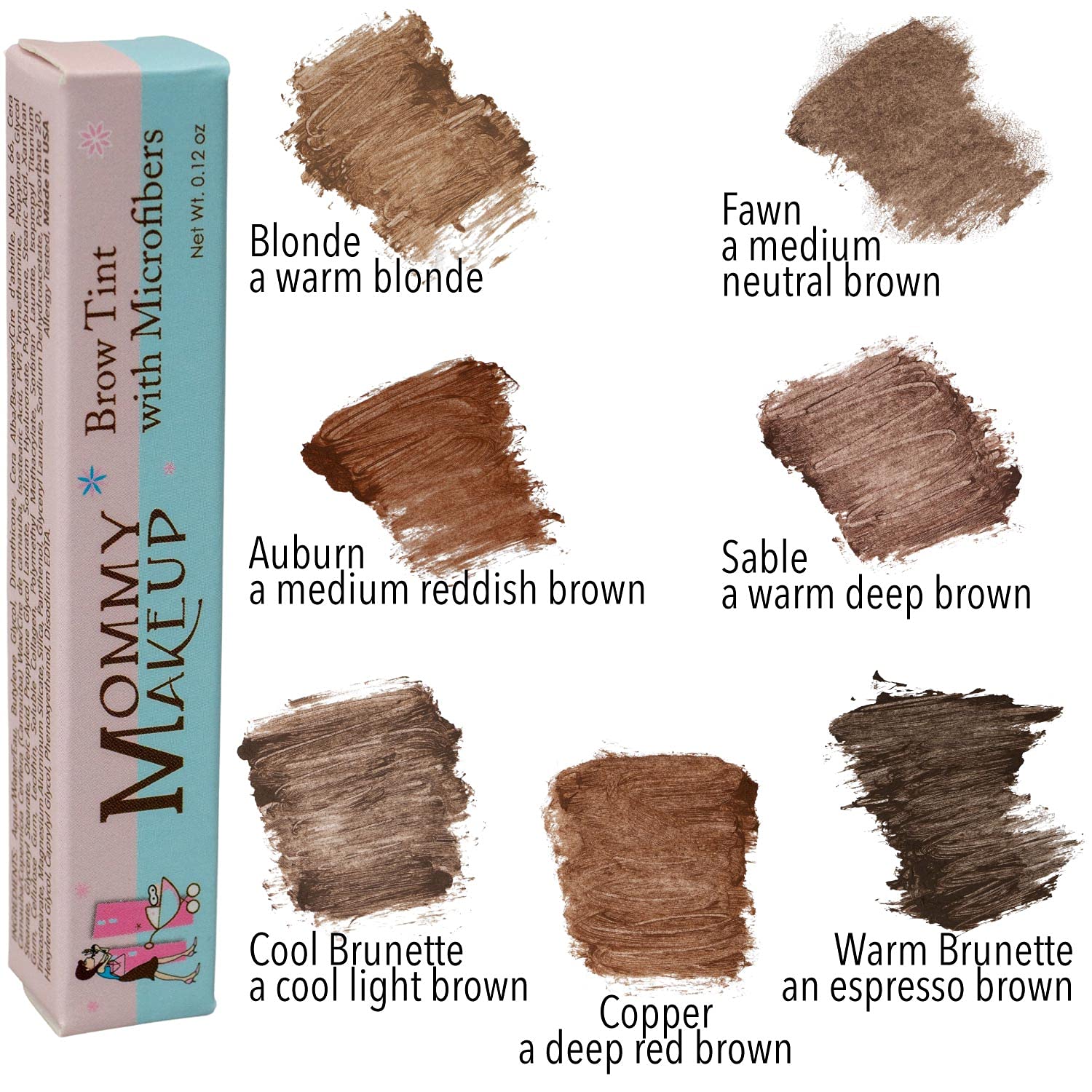 Mommy Makeup Brow Tint with Microfibers. Eyebrow Makeup - Long Lasting Eyebrow Gel. Clump-Free, Paraben-free, Talc-free, Made in USA. PETA Certified No Animal Testing - Sable