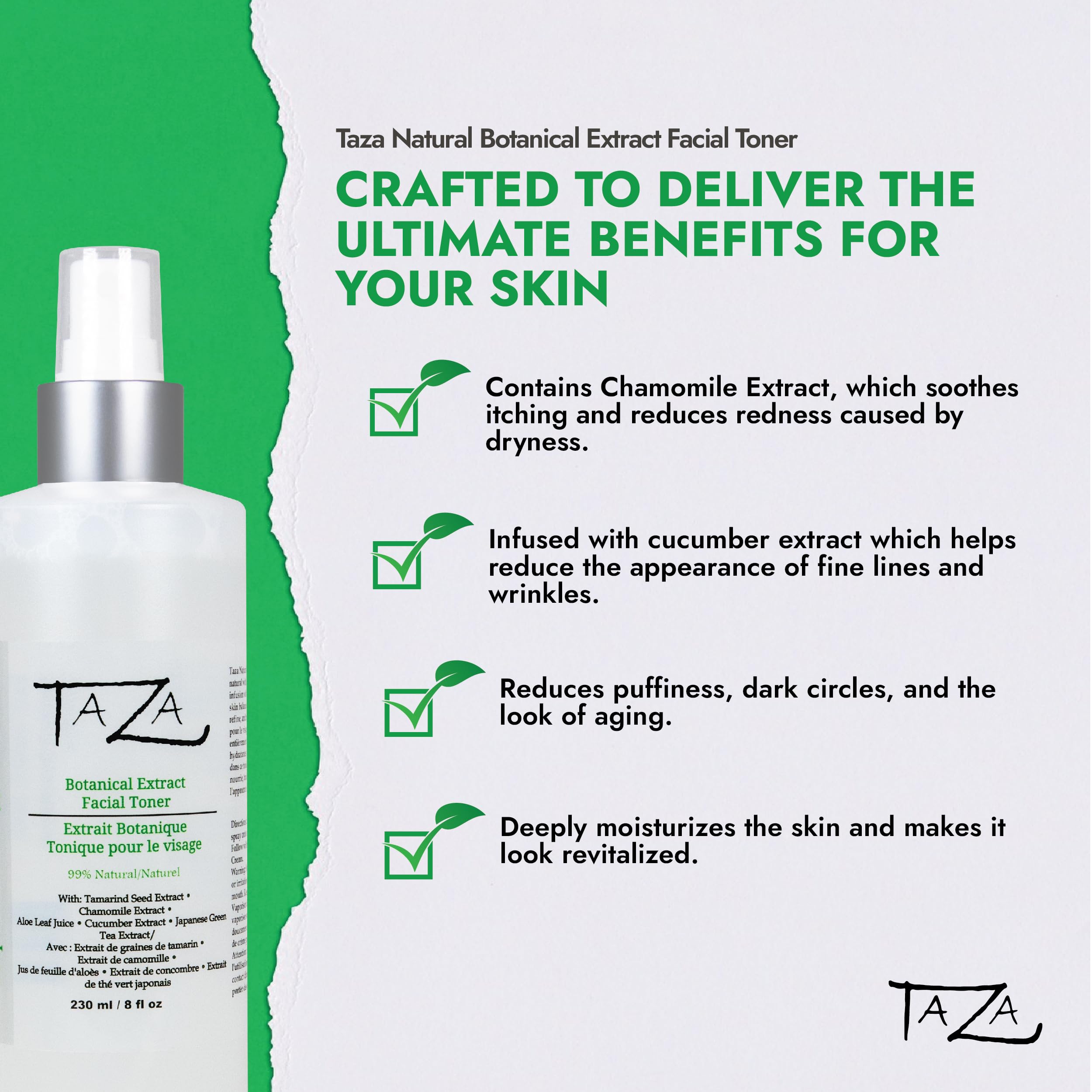 Premium Taza Natural Botanical Extract Firming Facial Toner
