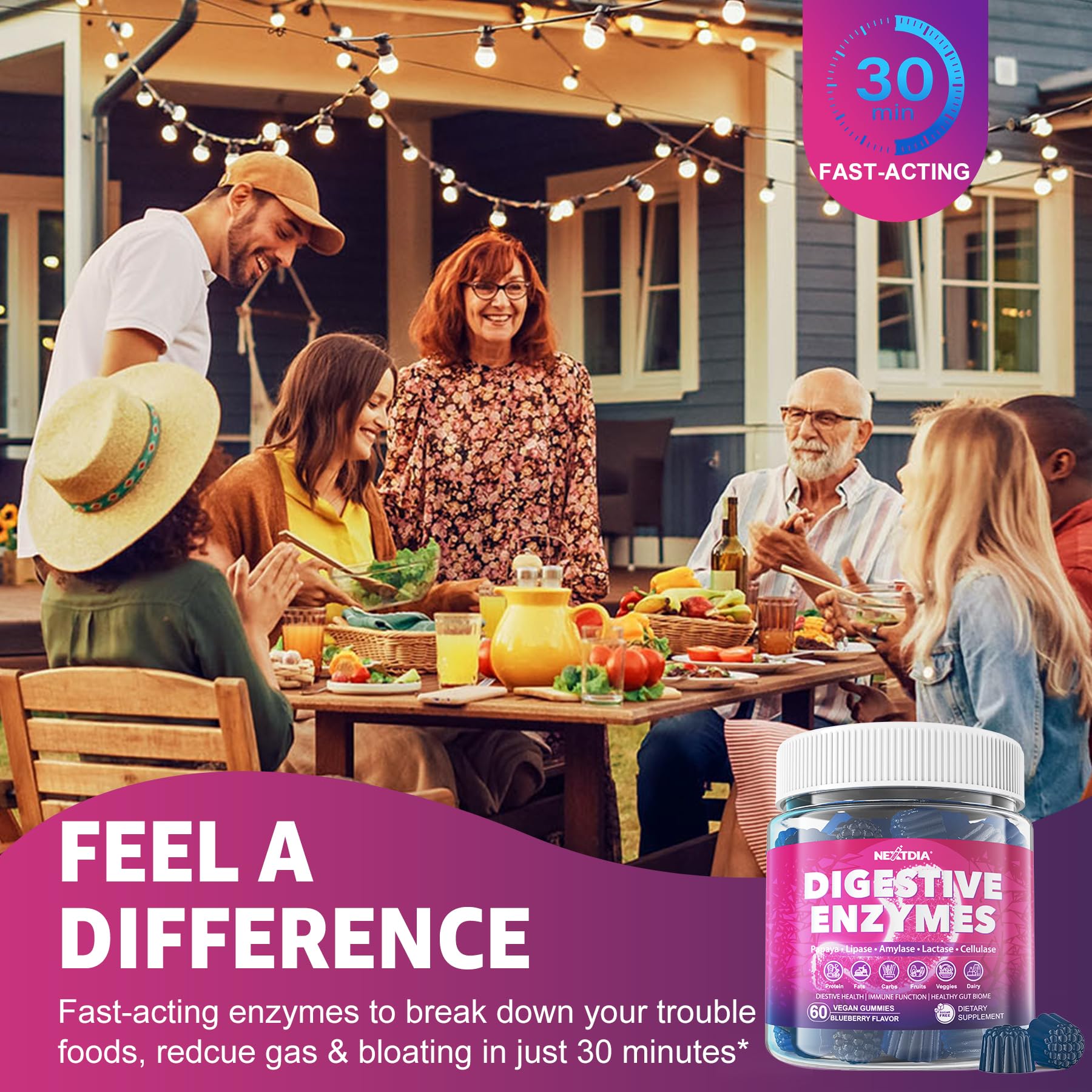 Digestive Enzymes Gummies with Probiotics, Papaya, Bromelain, Ginger - Bloating Relief & Gut Health Chewable Supplement for Women Men Digest Proteins Dairy Carbs Veggies Fats, Sugar Free Vegan, 120Cts