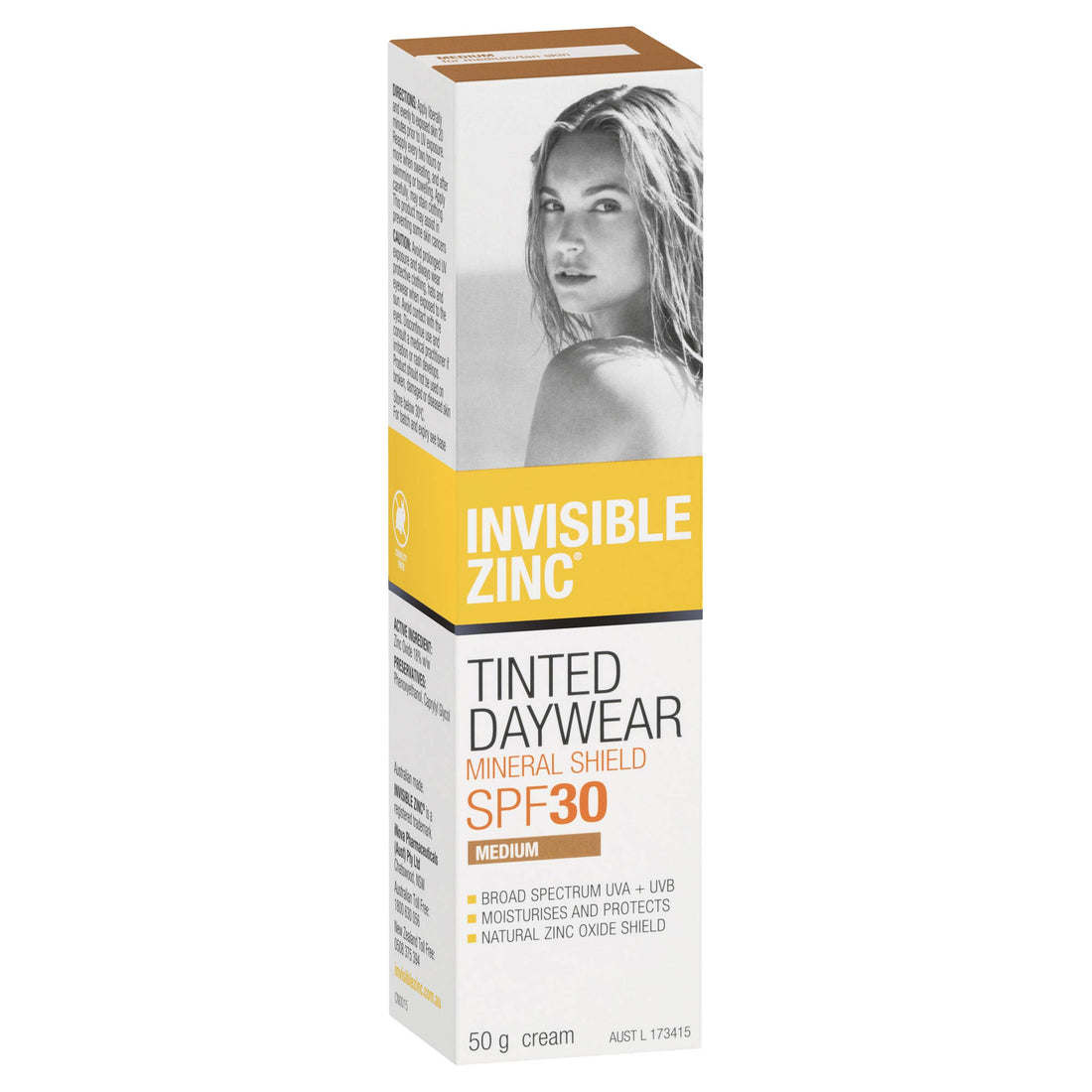 Invisible Zinc TINTED DAYWEAR (MEDIUM) SPF 30+ UVA-UVB (50g) by Ganehill