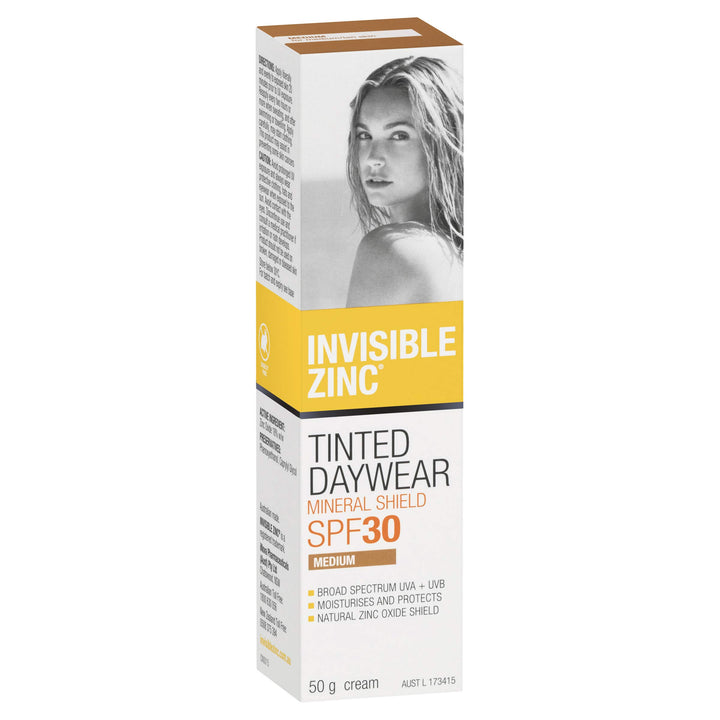 Invisible Zinc TINTED DAYWEAR (MEDIUM) SPF 30+ UVA-UVB (50g) by Ganehill