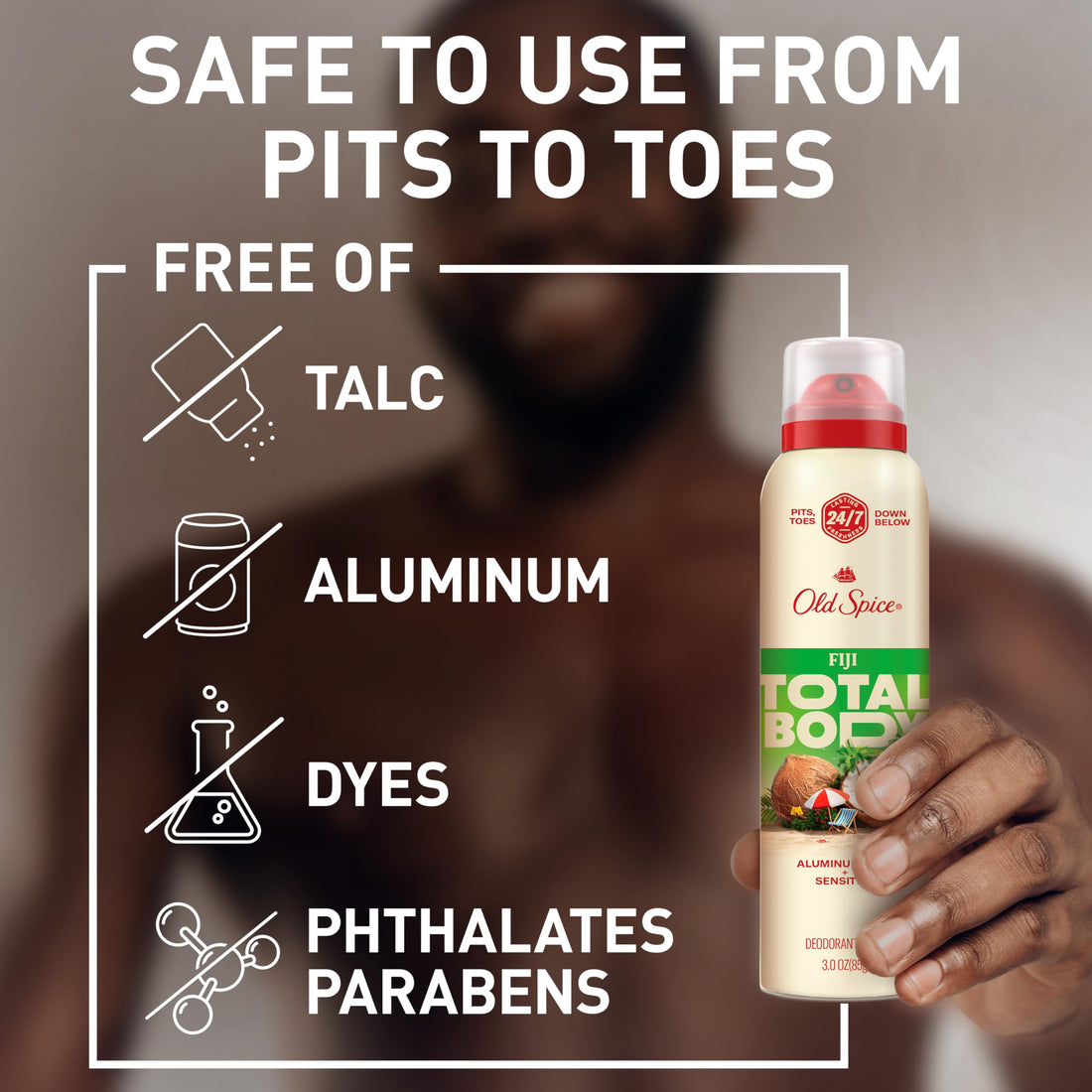 Old Spice Whole Body Deodorant for Men, Total Body Deodorant, Fiji Scent, Aluminum Free Deodorant Spray for 24/7 Freshness // Dermatologist Tested Whole Body Deodorant, 3.5 oz