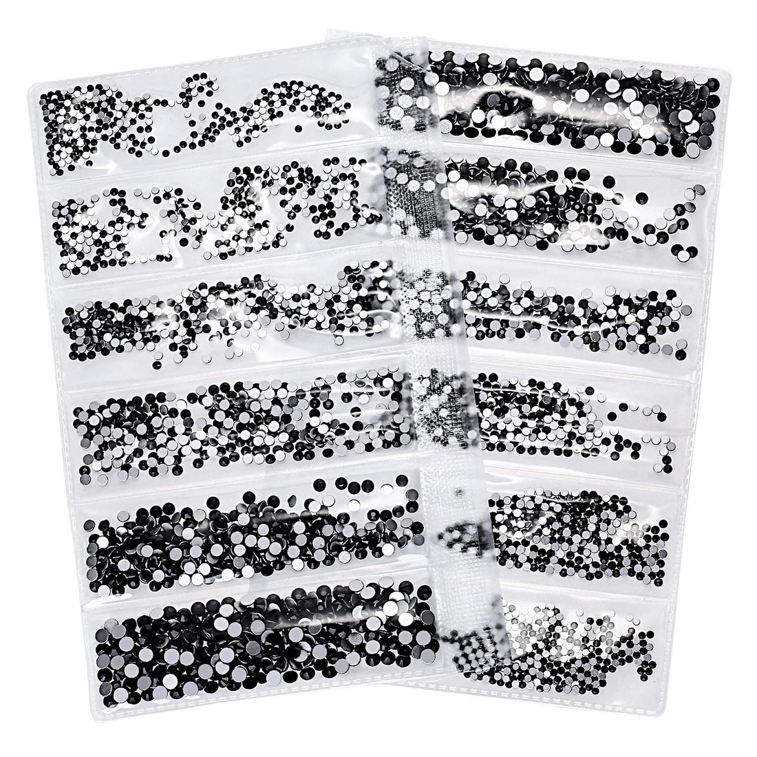 Black, Mixed Ss4 5 6 8 10 12: Bememo 3456 Pieces Nail Crystals Ab Nail Art Rhinestones Round Beads Flatback Glass Charms Gems Stones, 6 Sizes for Nails Decoration Makeup Clothes Shoes (Black